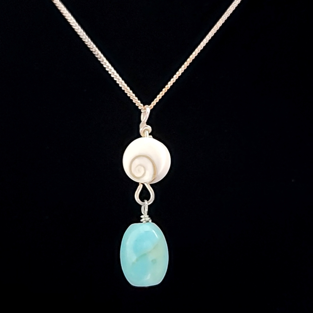 Handmade Turquoise and Shiva Sterling Necklace